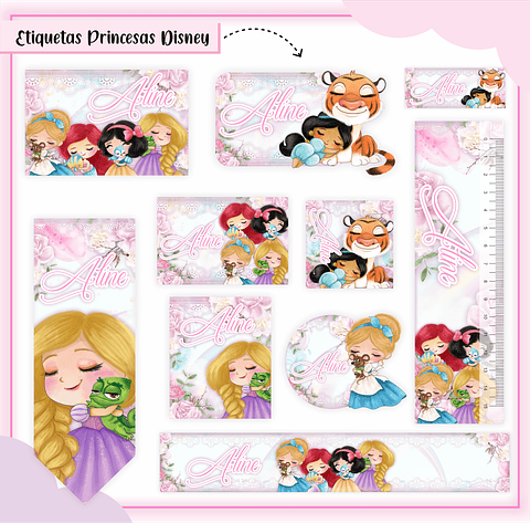 Arquivo de Corte Etiqueta Escolar Princesas