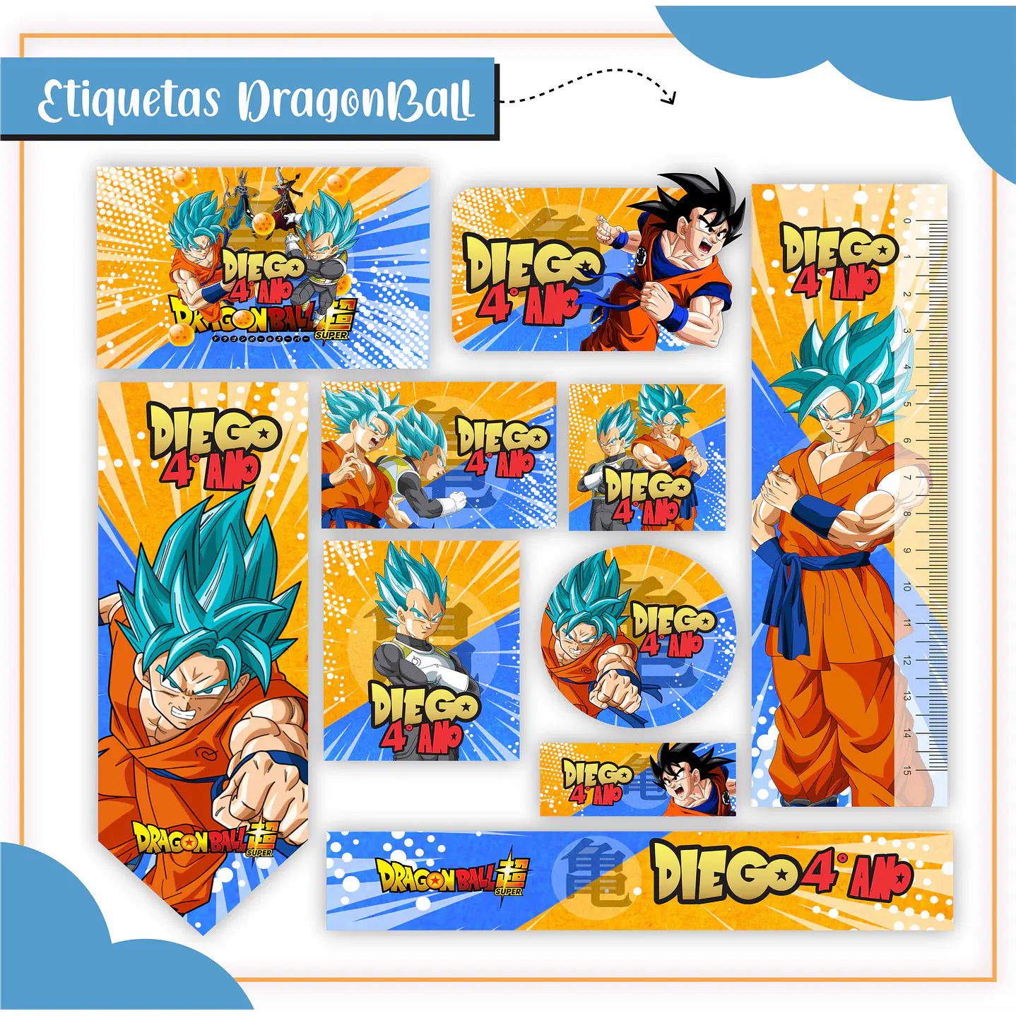 Arquivo de Corte Etiqueta Escolar Dragon Ball Z Super 1