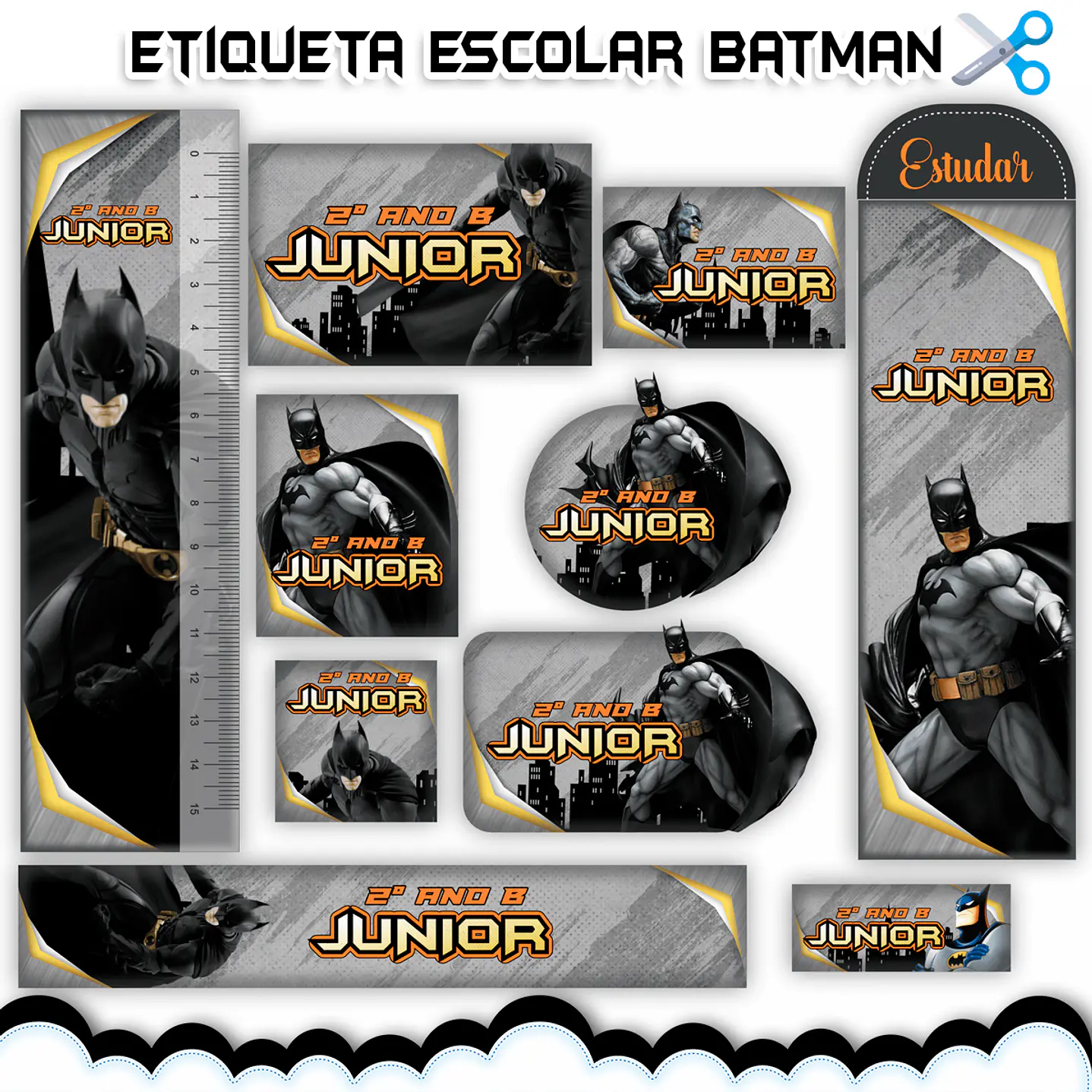 Arquivo de Corte Etiqueta Escolar Batman 1