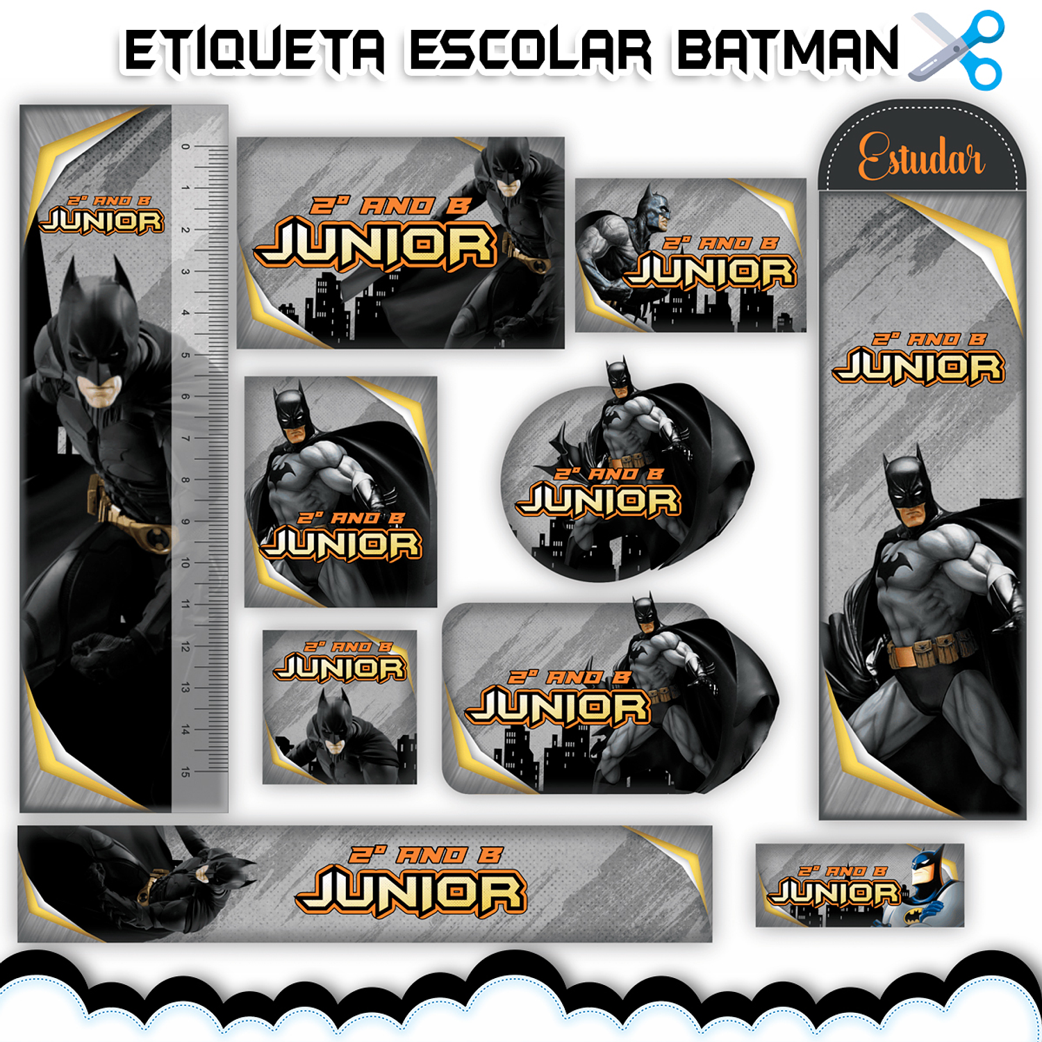 Arquivo de Corte Etiqueta Escolar Batman