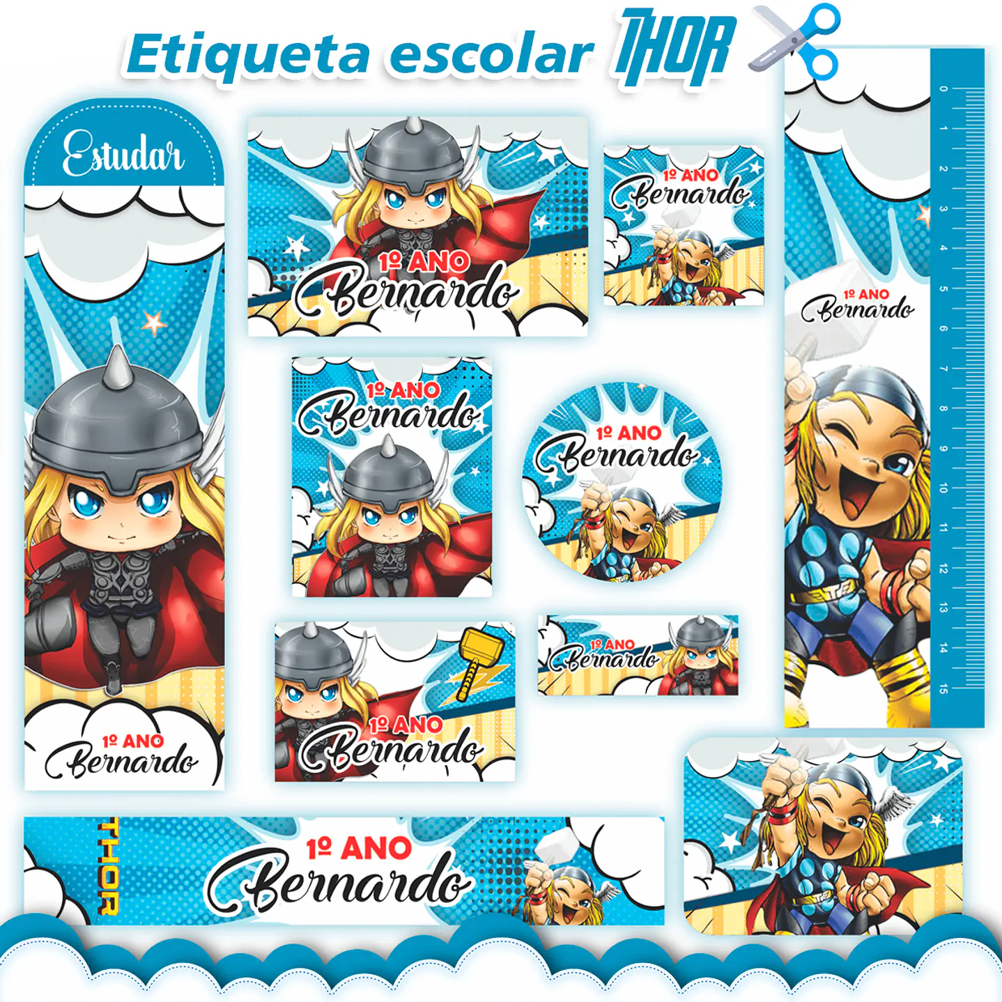 Arquivo de corte Etiqueta Escolar Thor 1