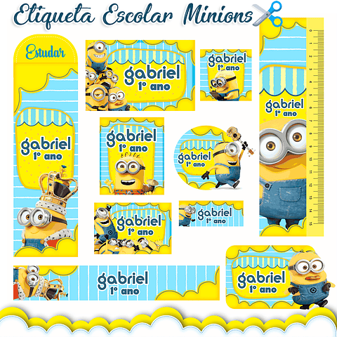 Arquivo de Corte Etiqueta Escolar Minions 