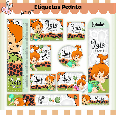 Arquivo de Corte Etiqueta Escolar Pedrita