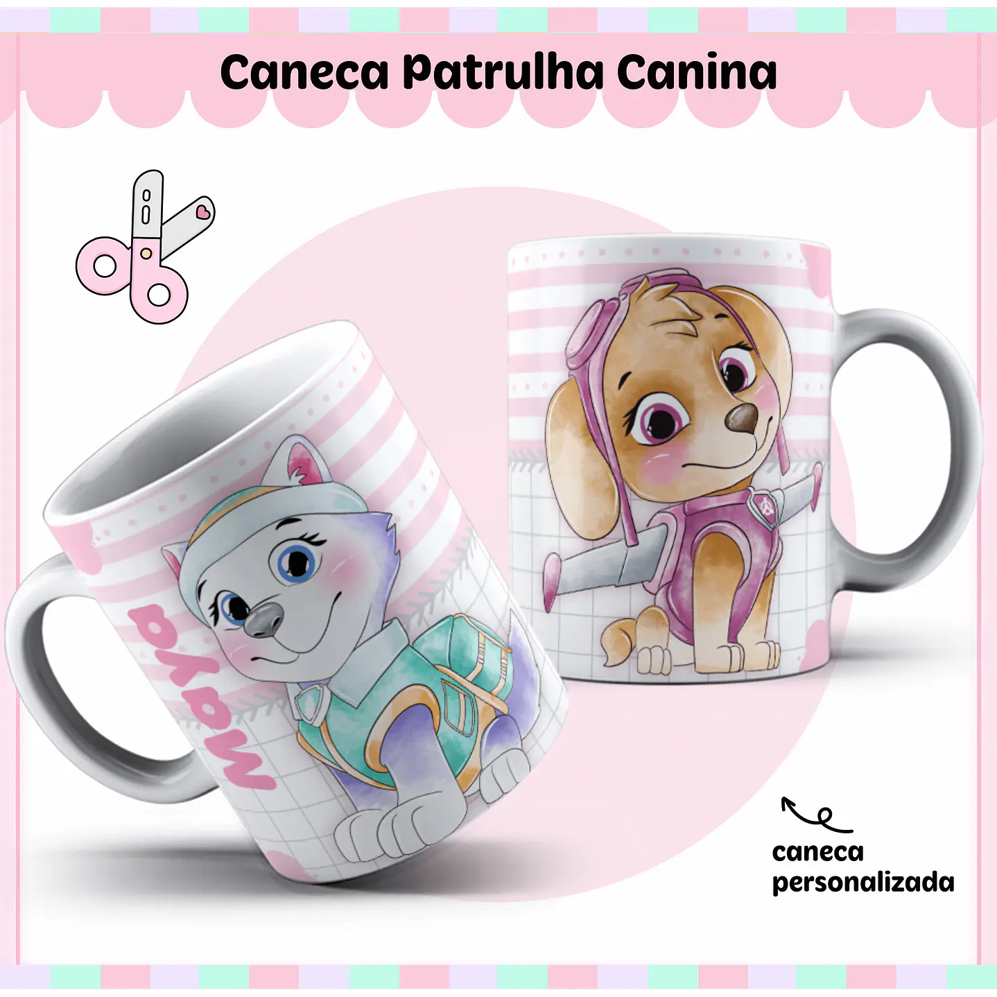 Arquivo de Corte Etiqueta Escolar Patrulha Canina Menina 3
