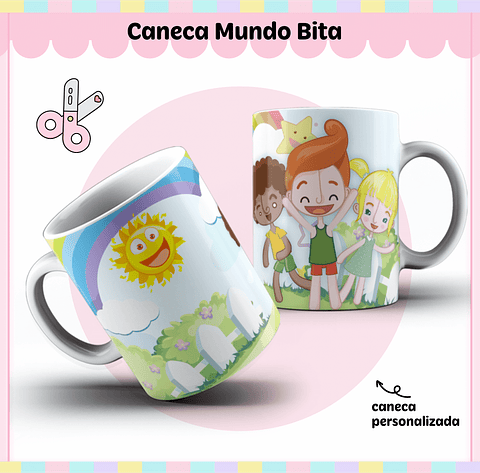 Arquivo de Corte Etiqueta Escolar Mundo Bita Rosa