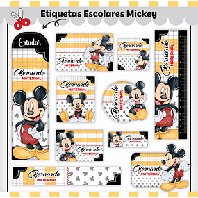 Arquivo de Corte Etiqueta Escolar Mickey