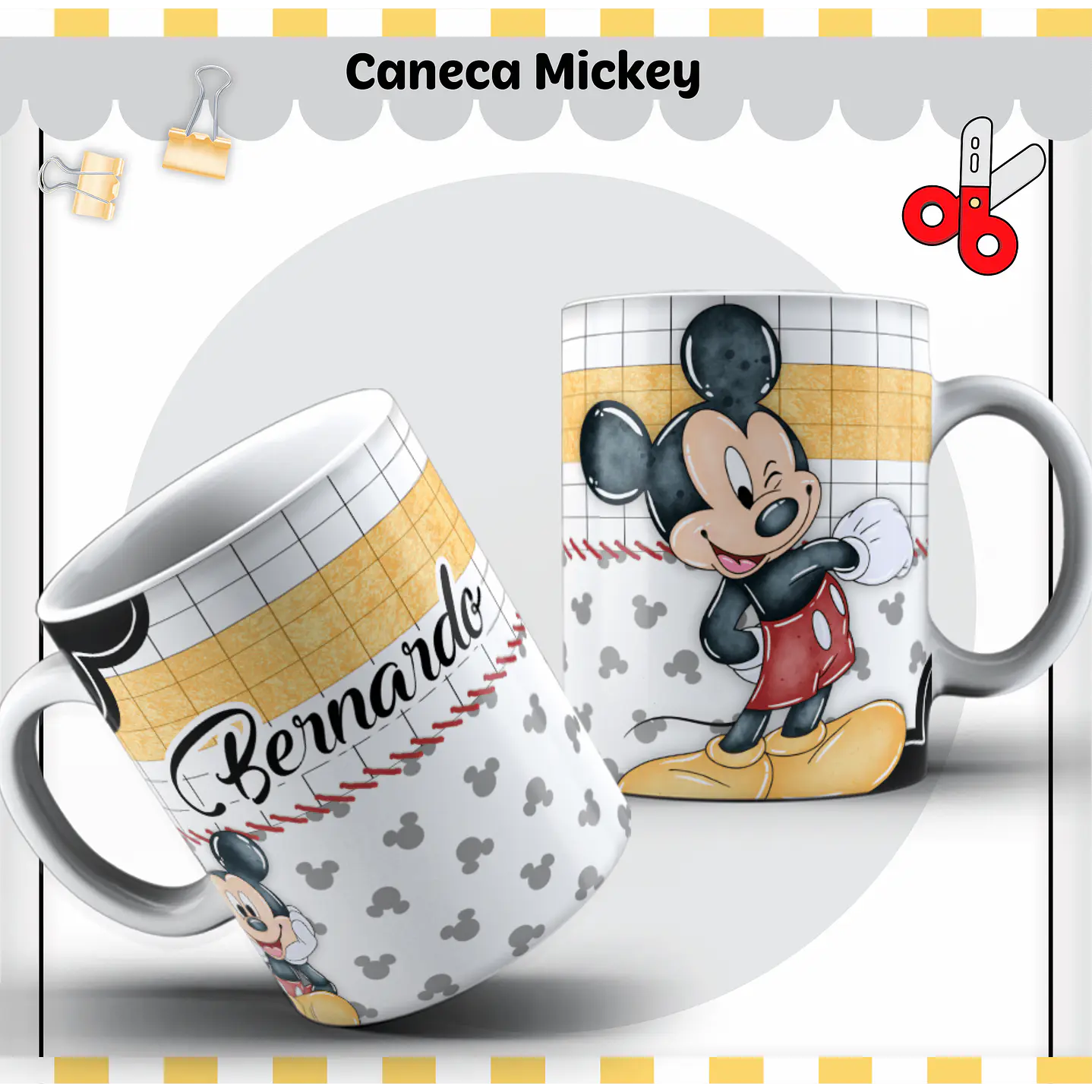 Arquivo de Corte Etiqueta Escolar Mickey 3