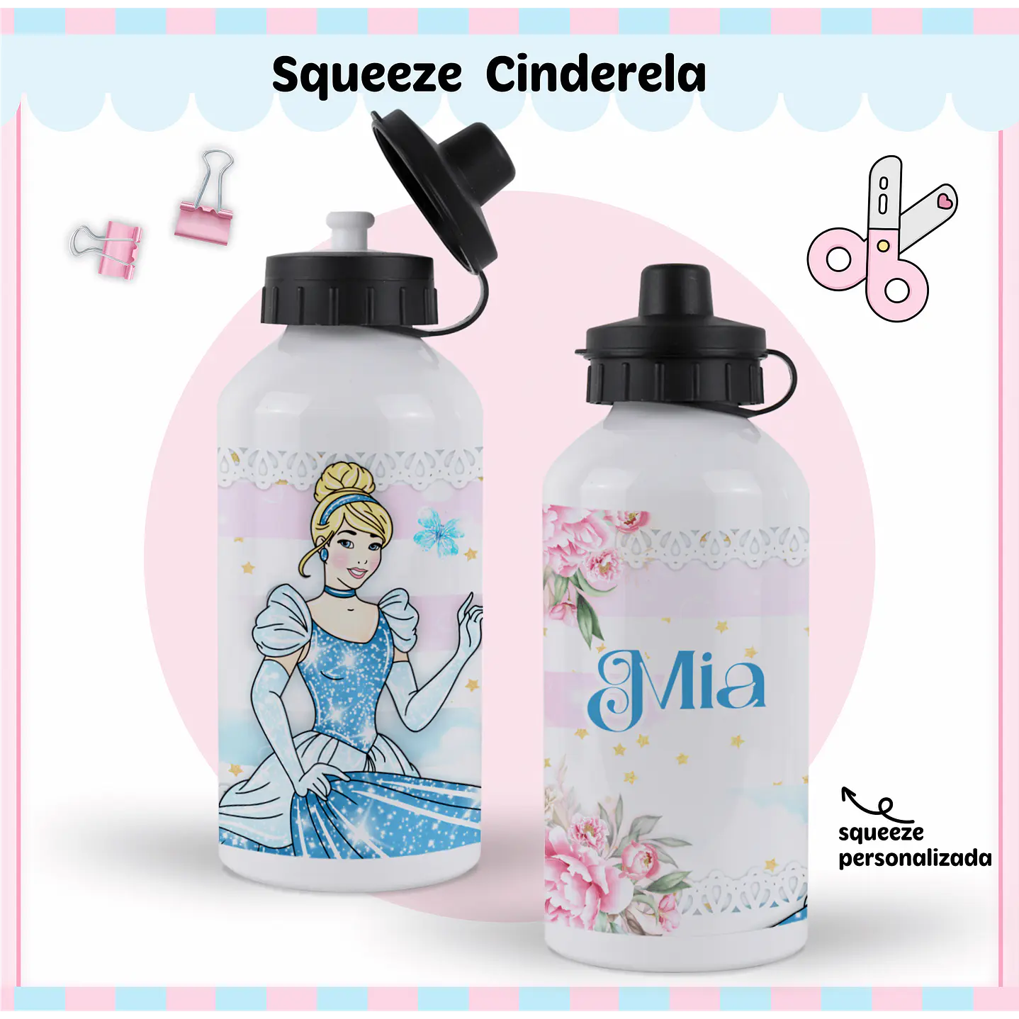 Arquivo de Corte Etiqueta Escolar Cinderela  3