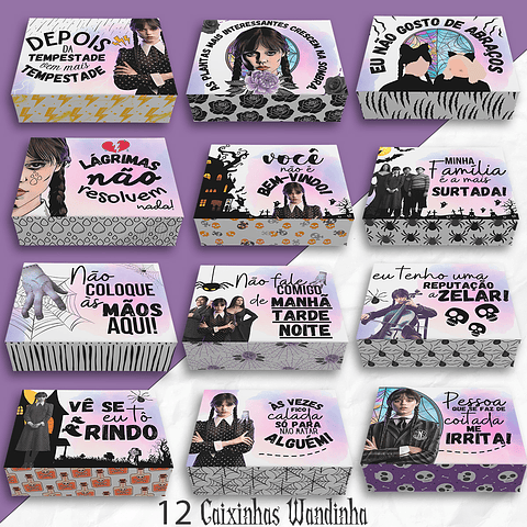 Kit Digital 12 Caixinhas Wandinha 