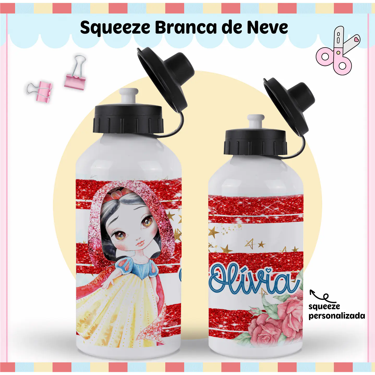 Arquivo de Corte Etiqueta Escolar Branca de Neve 2