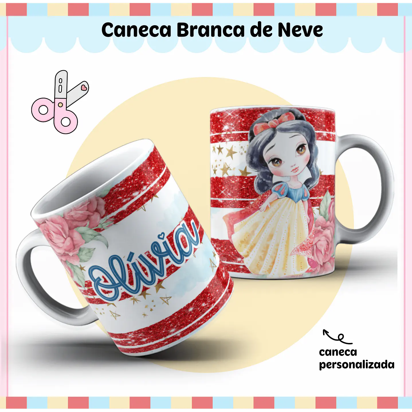 Arquivo de Corte Etiqueta Escolar Branca de Neve 3