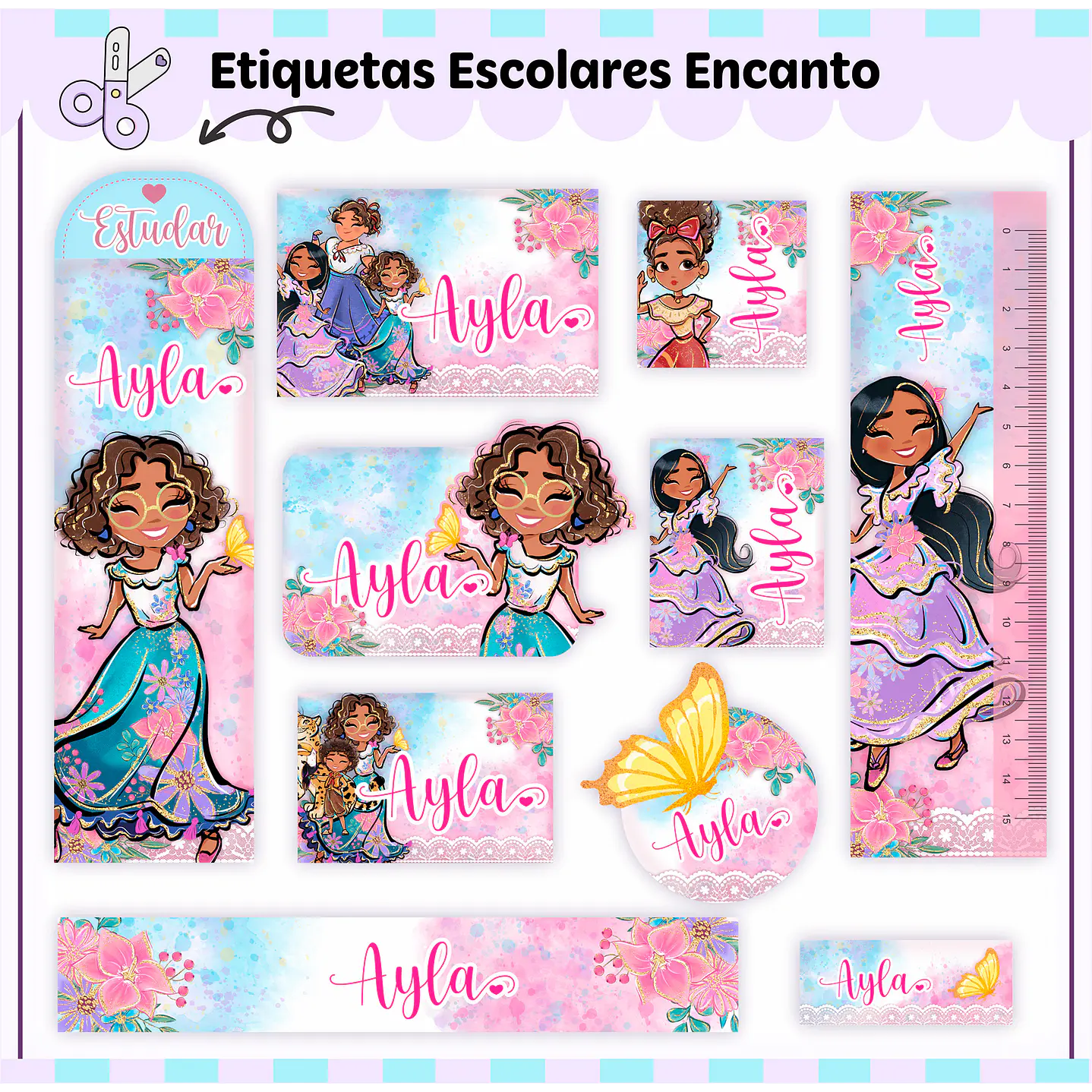 Arquivo de Corte Etiqueta Escolar Encanto 2 1