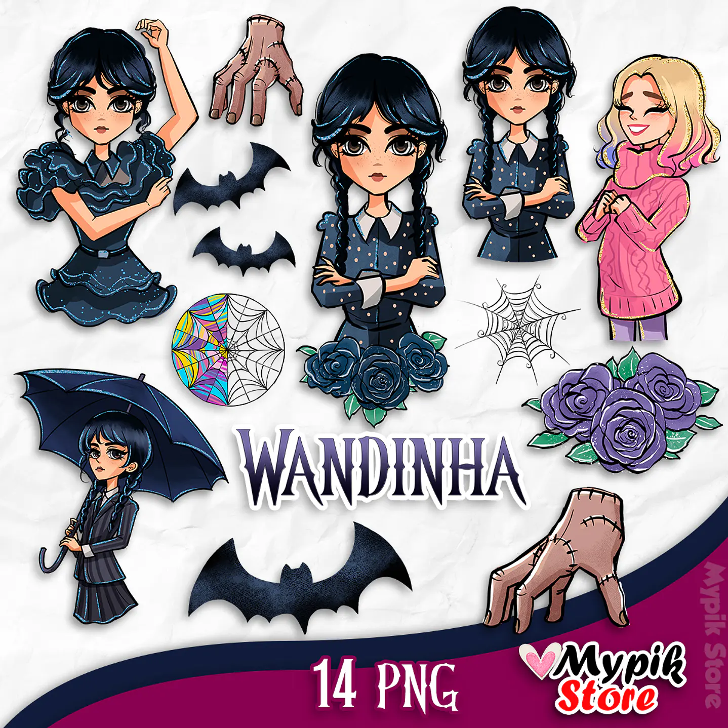 Kit Digital Wandinha Imagens PNG  1