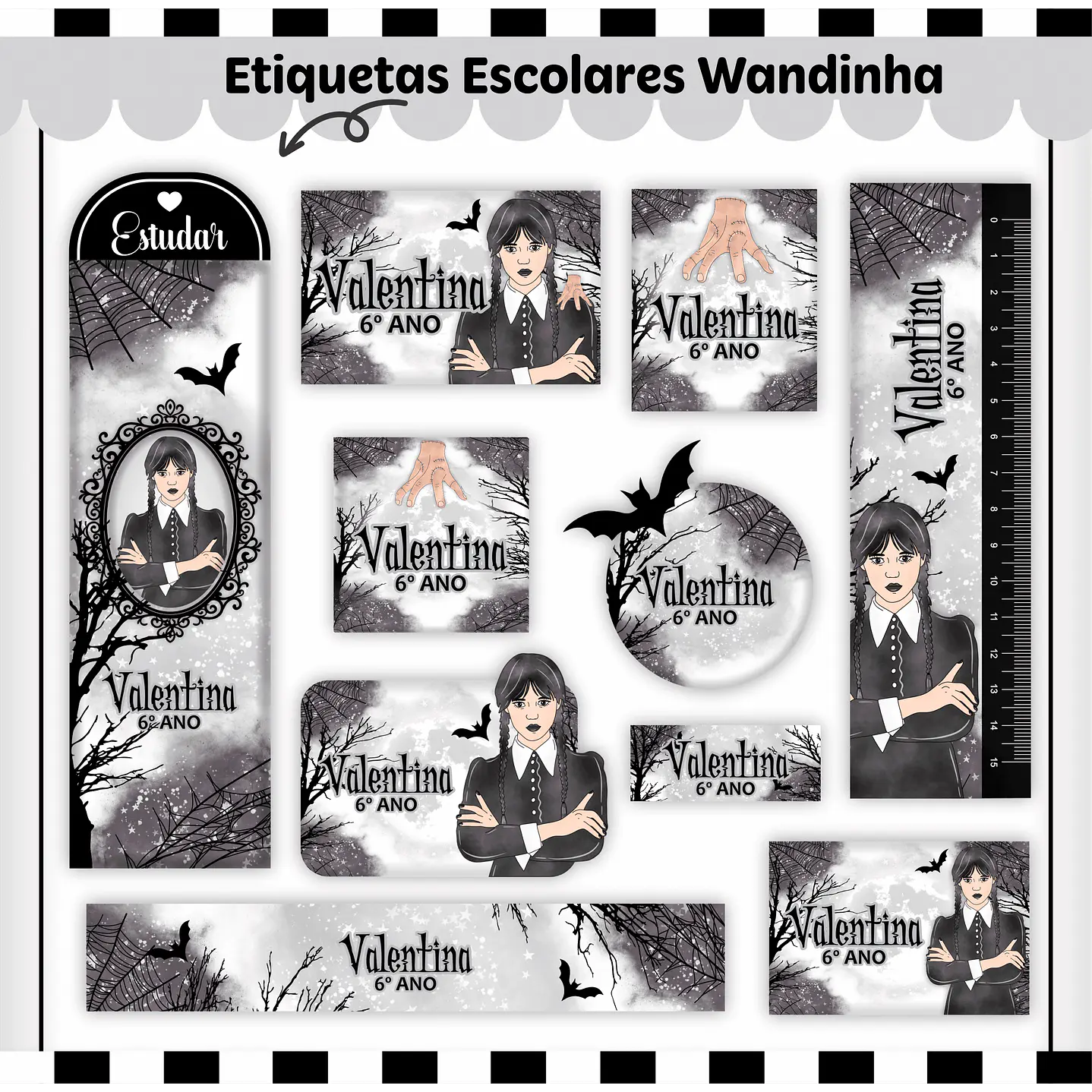 Kit Digital Encadernação Wandinha  3
