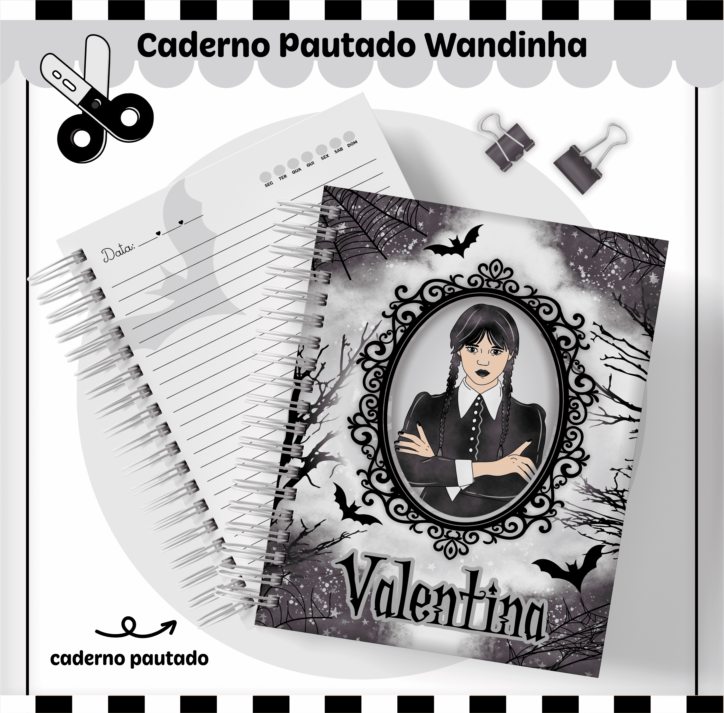 Kit Digital Encadernação Wandinha 