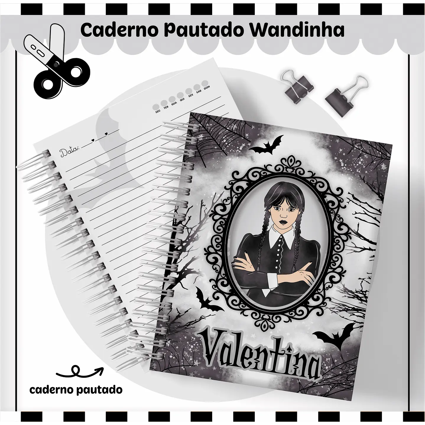 Kit Digital Encadernação Wandinha  2