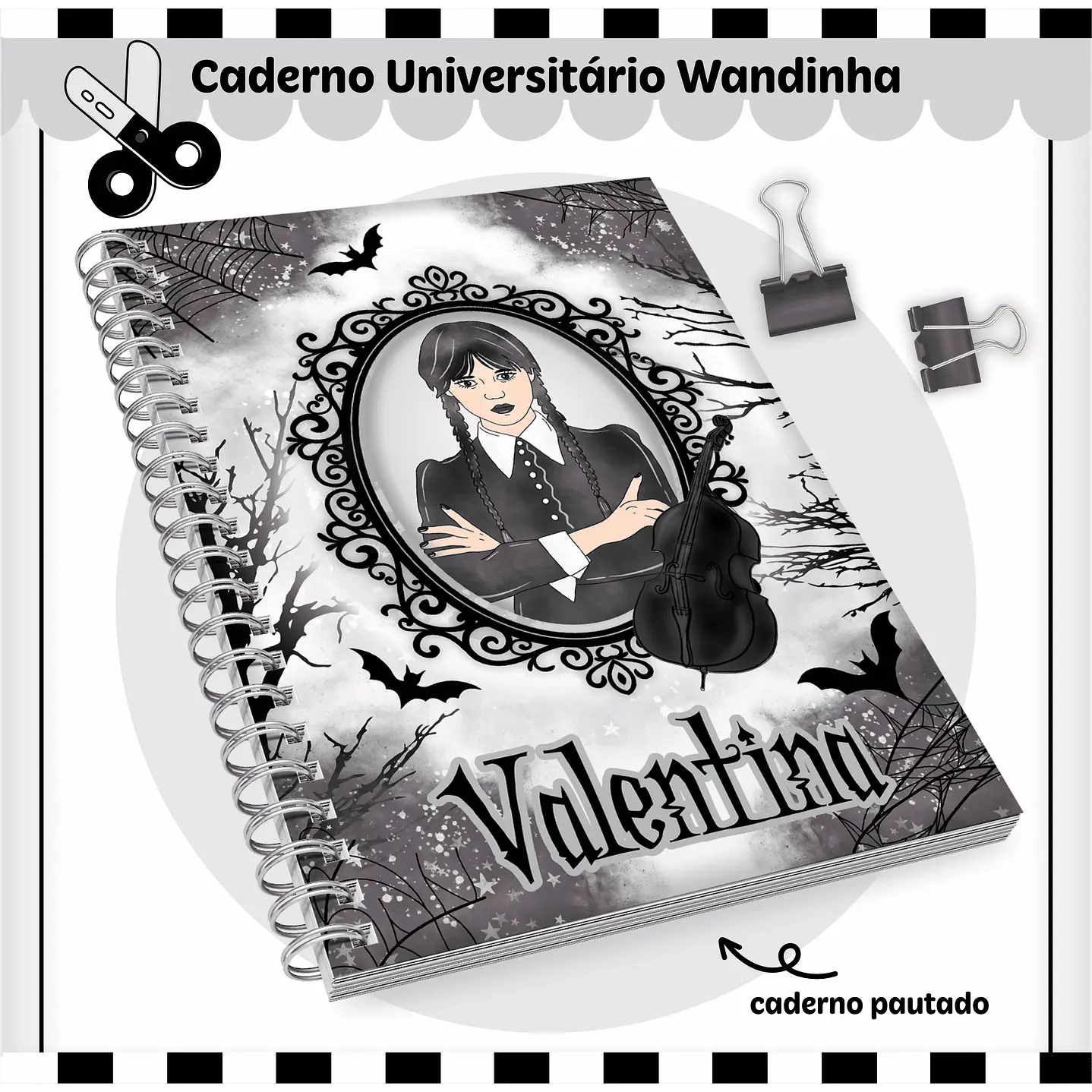 Kit Digital Encadernação Wandinha  8
