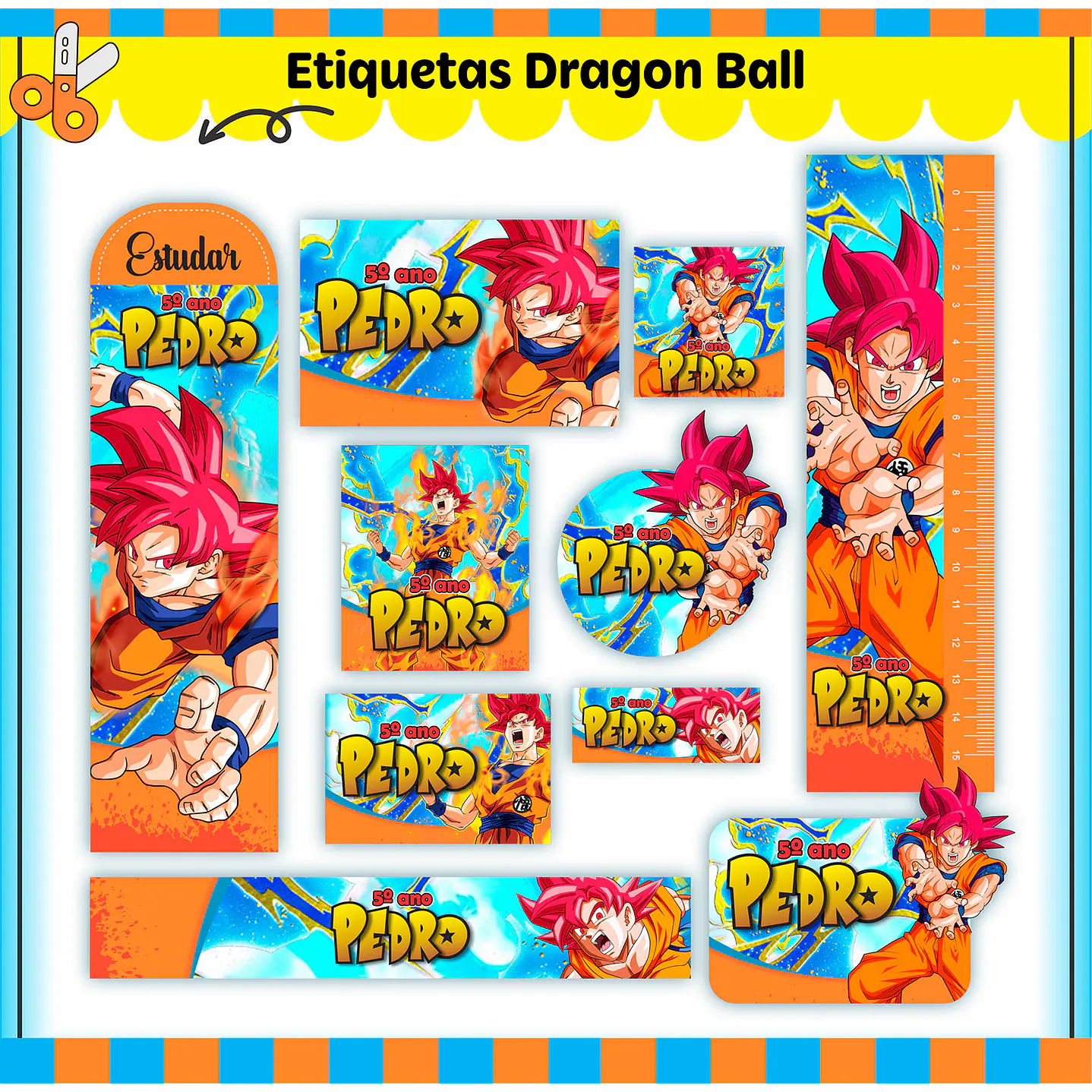 Arquivo de Corte Etiqueta Escolar Dragon Ball Super 1