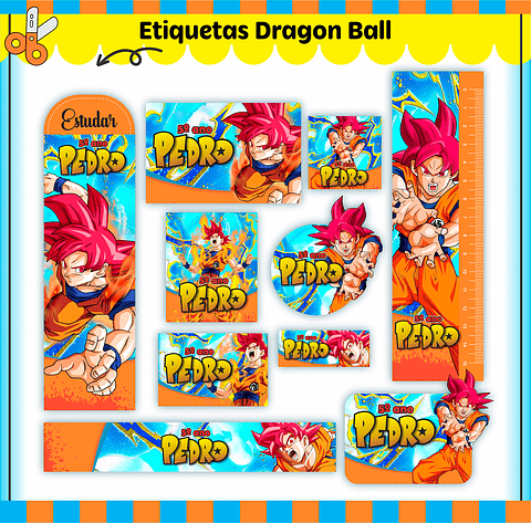 Arquivo de Corte Etiqueta Escolar Dragon Ball Super