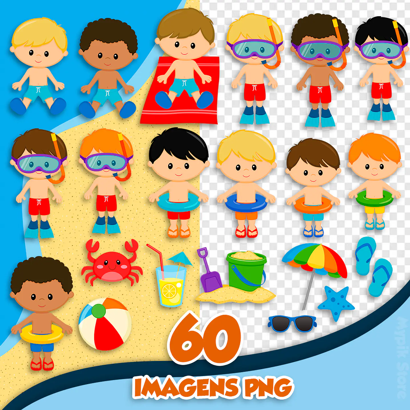 Kit Digital Praia Menino PNG 1