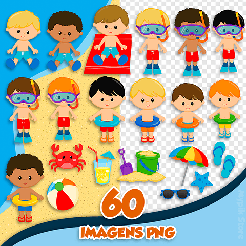 Kit Digital Praia Menino PNG