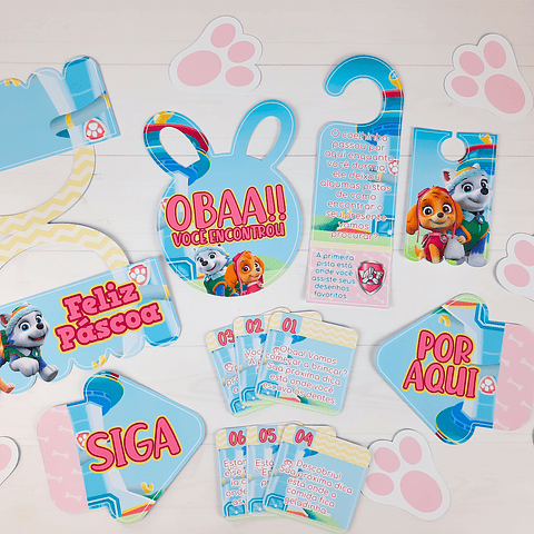 Kit Digital Caça aos Ovos Patrulha Canina Rosa 