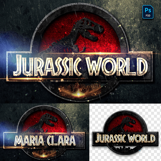 Logo Editável PSD Jurassic Word 