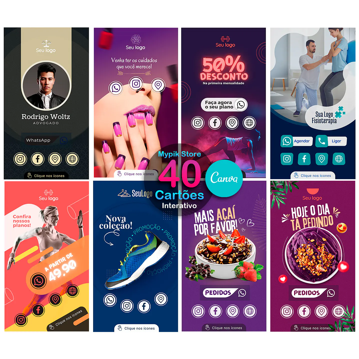 40 Templates Cartões Interativos Editáveis com Canva 1