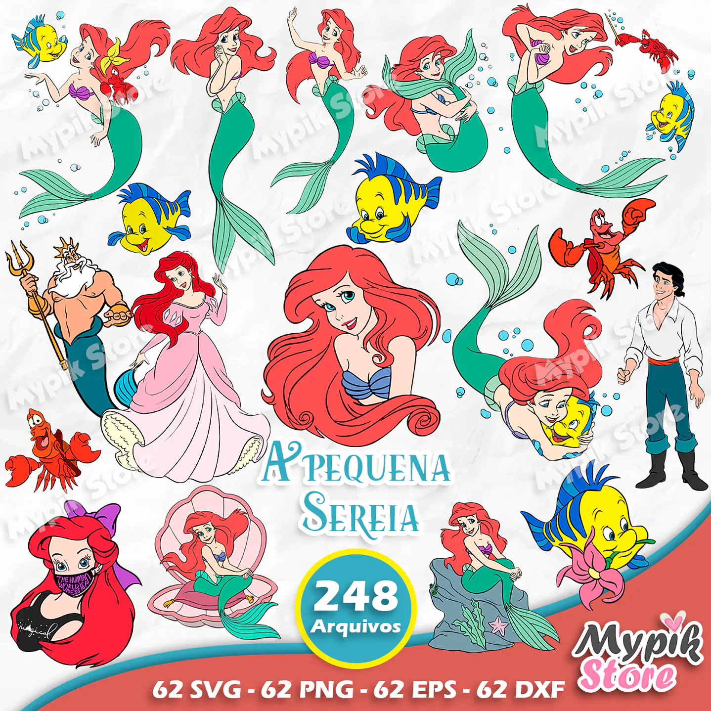 Kit Digital A Pequena Sereia Vetorizado SVG e PNG 1