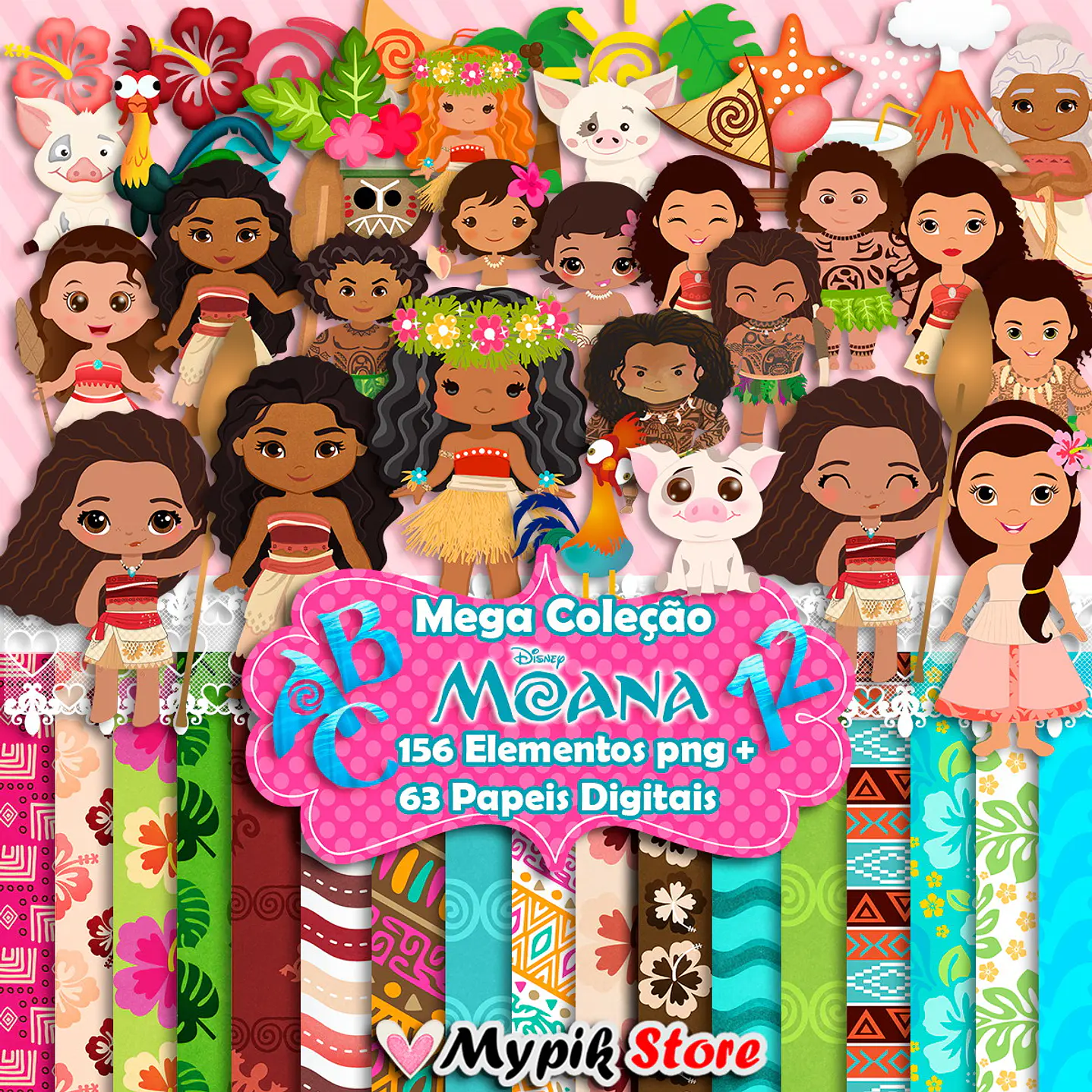 Super Kit Digital Moana Cute Scrapbook 1