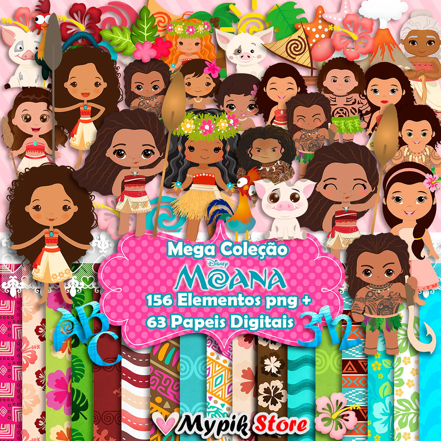 Super Kit Digital Moana Cute Scrapbook 2