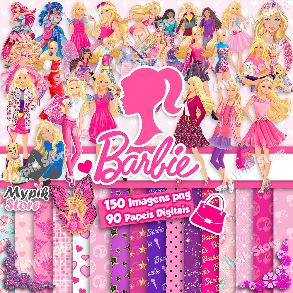 Kit Digital Barbie imagens PNG e Papeis Digitais 