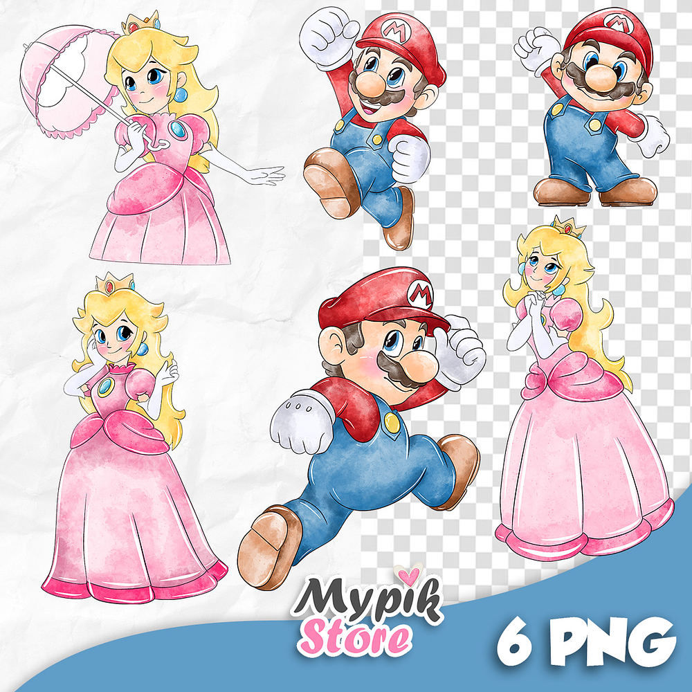 Kit Digital Super Mario e Princesa Aquarela 