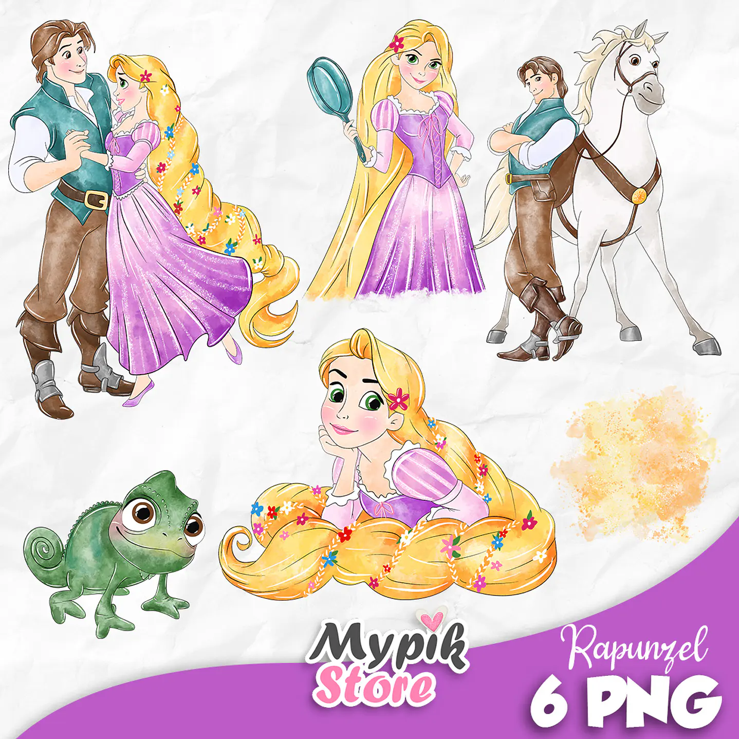 Kit Digital Rapunzel e Príncipe Aquarela  1
