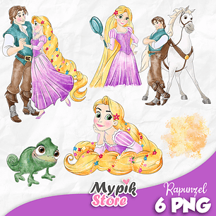 Kit Digital Rapunzel e Príncipe Aquarela 