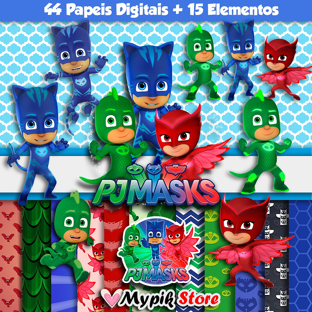 Kit Digital PJ Masks Coleção Scrapbook
