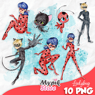 Kit Digital Aquarela Miraculous As Aventuras de Ladybug