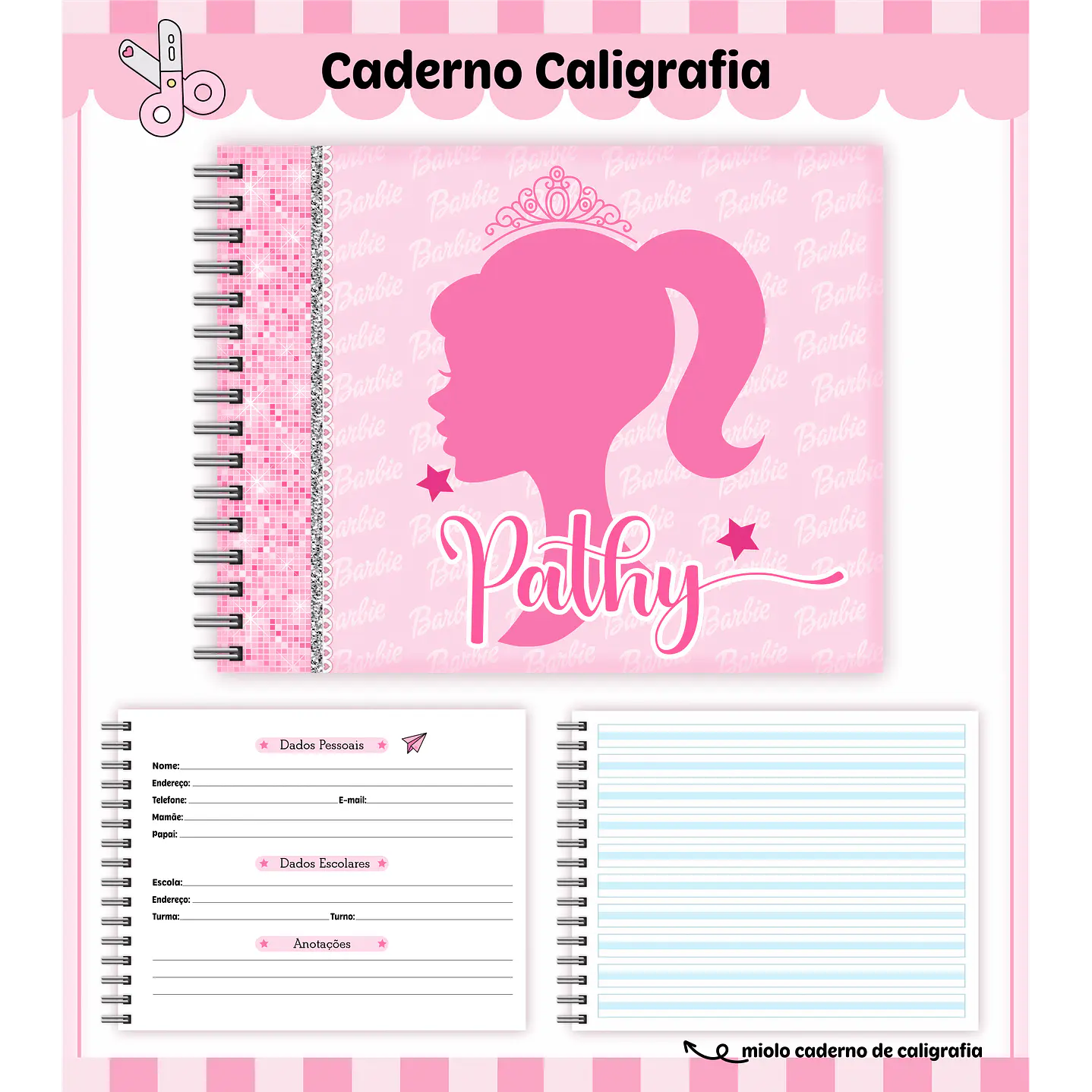 Kit Digital Encadernação Barbie Completo 8