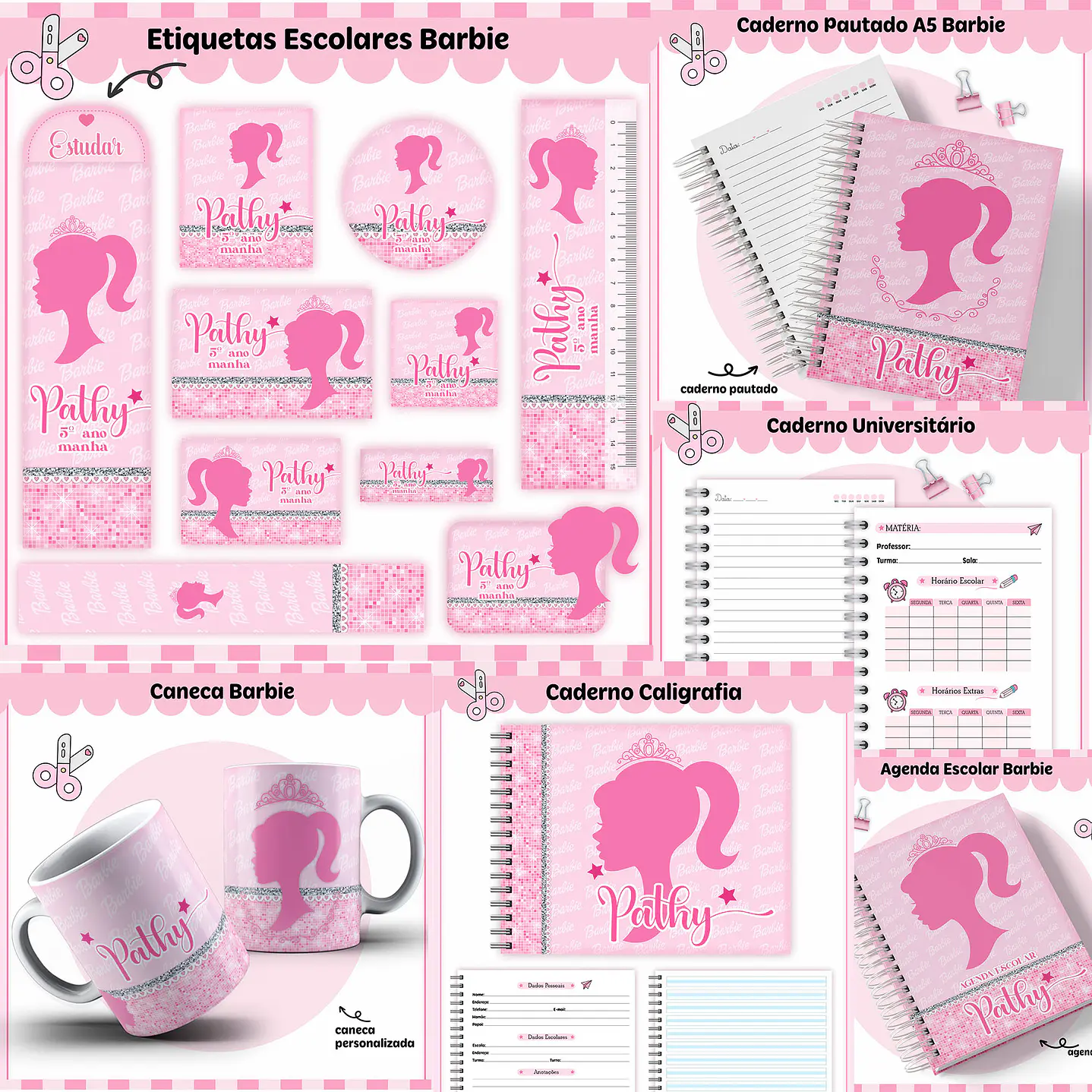 Kit Digital Encadernação Barbie Completo 1