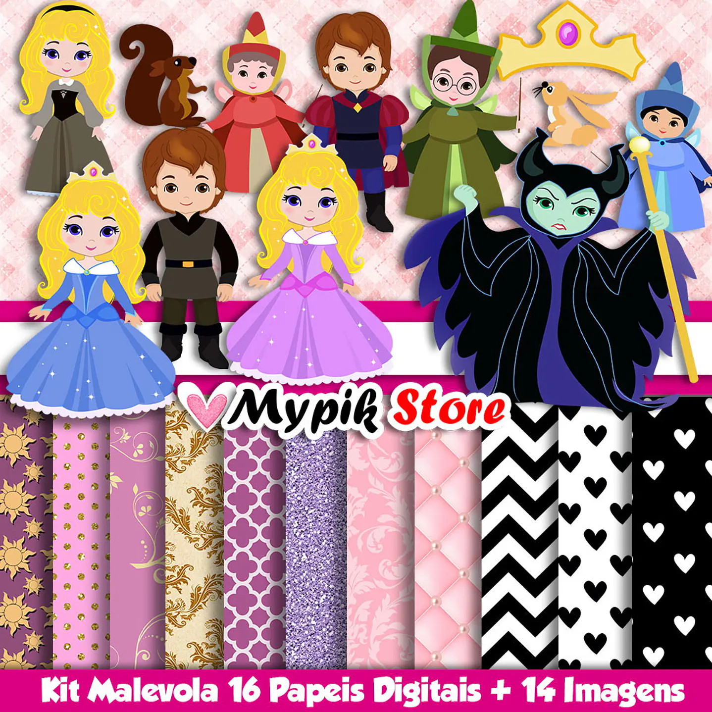 Kit Digital Malévola Cute Coleção Scrapbook 1