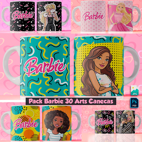 Pack Digital 30 Artes Canecas Barbie