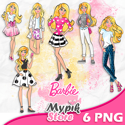 Kit Digital Barbie Aquarela imagens PNG