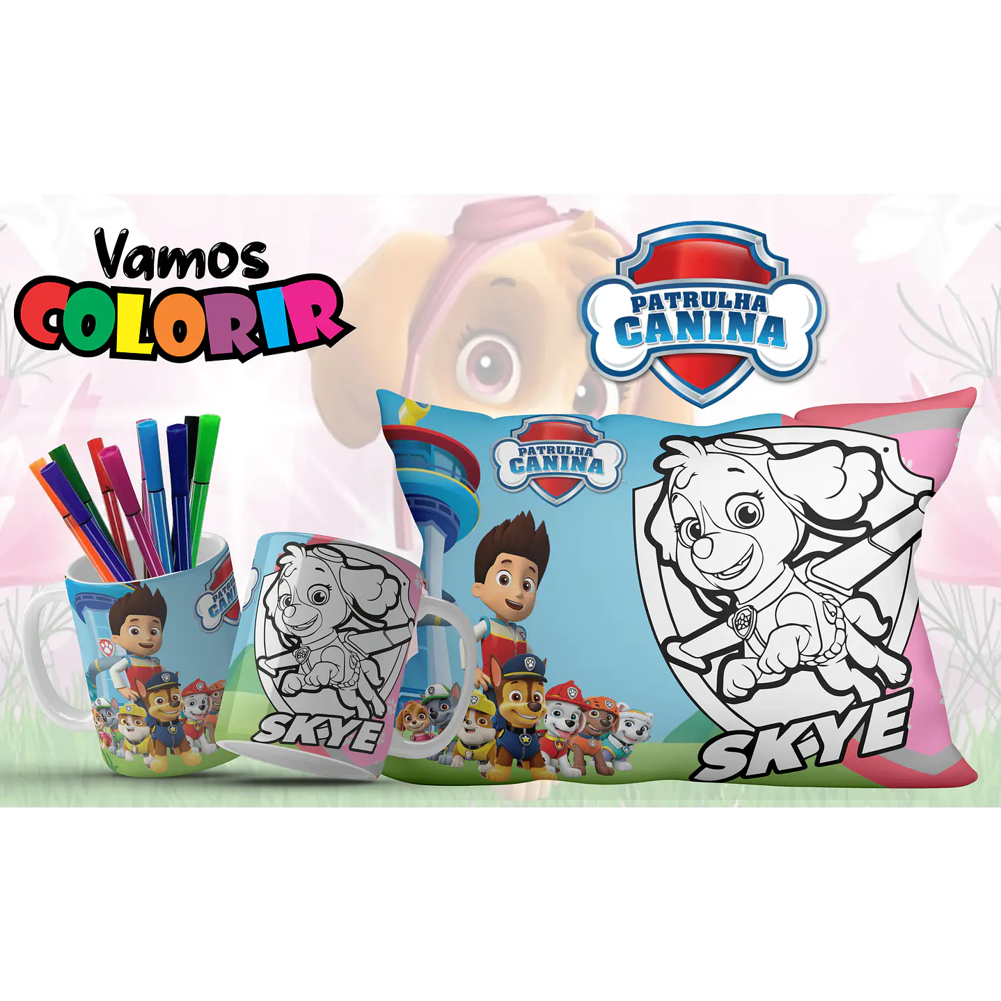 Pack Artes Digitais Canecas e Almofadas Desenhos Animados Dia das Crianças 4