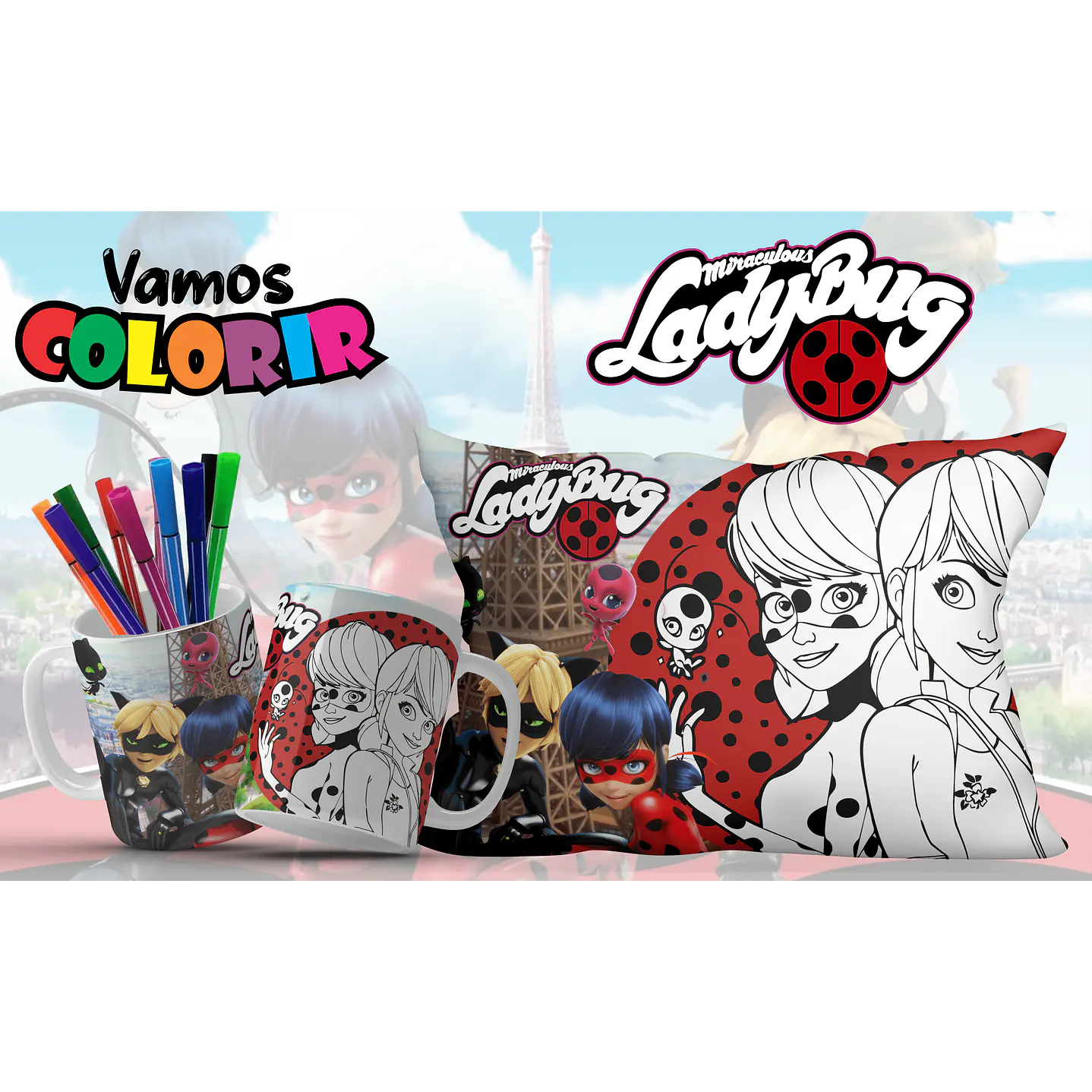 Pack Artes Digitais Canecas e Almofadas Desenhos Animados Dia das Crianças 7