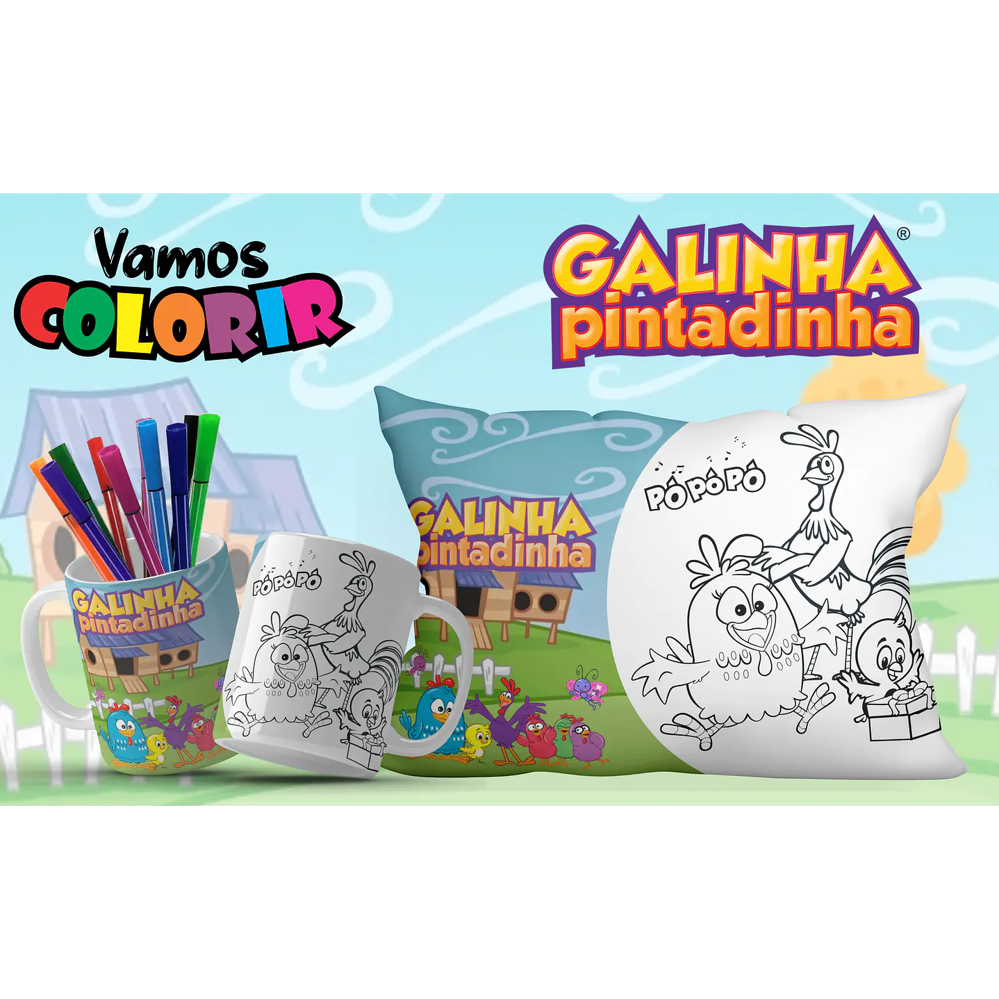 Pack Artes Digitais Canecas e Almofadas Desenhos Animados Dia das Crianças 9