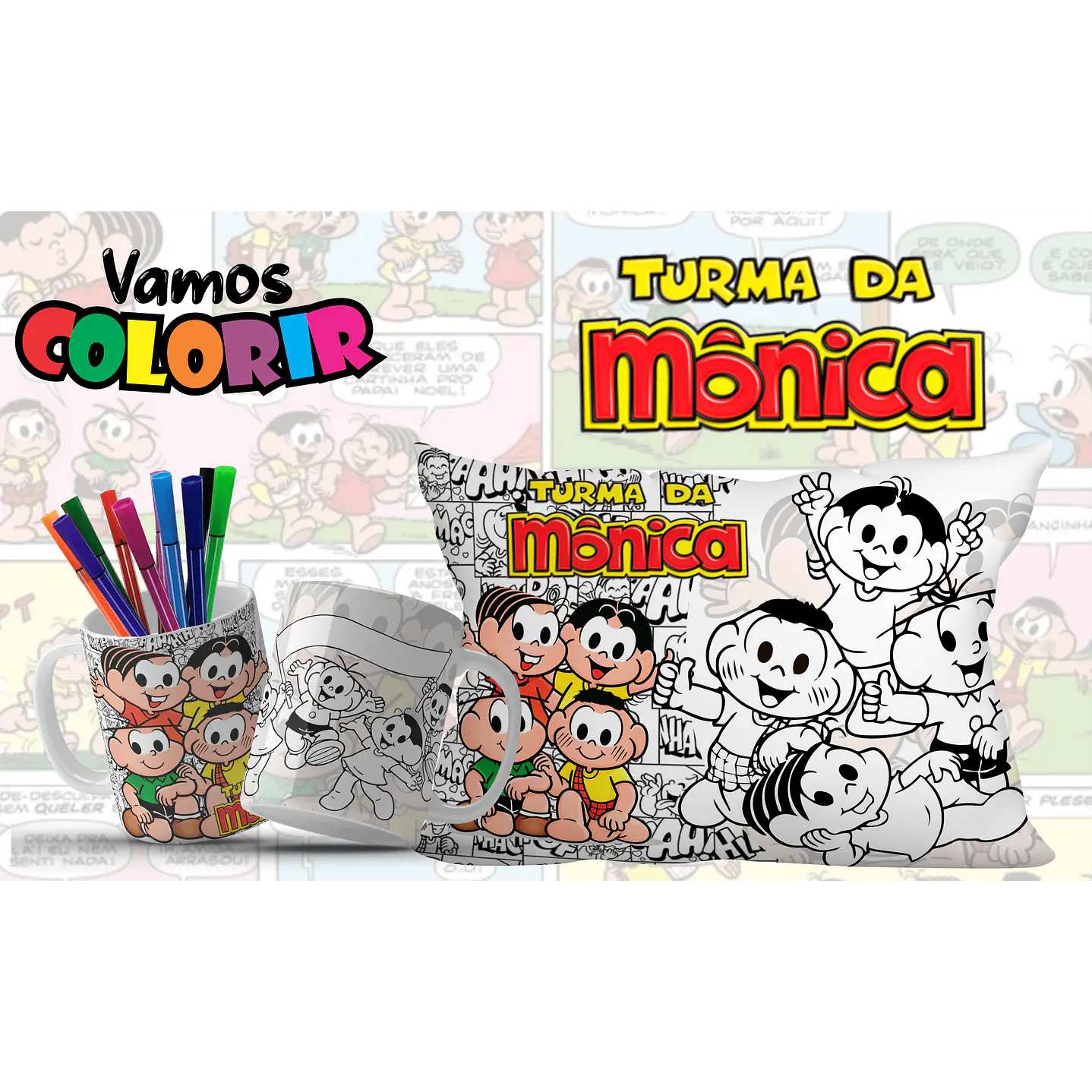 Pack Artes Digitais Canecas e Almofadas Desenhos Animados Dia das Crianças 11