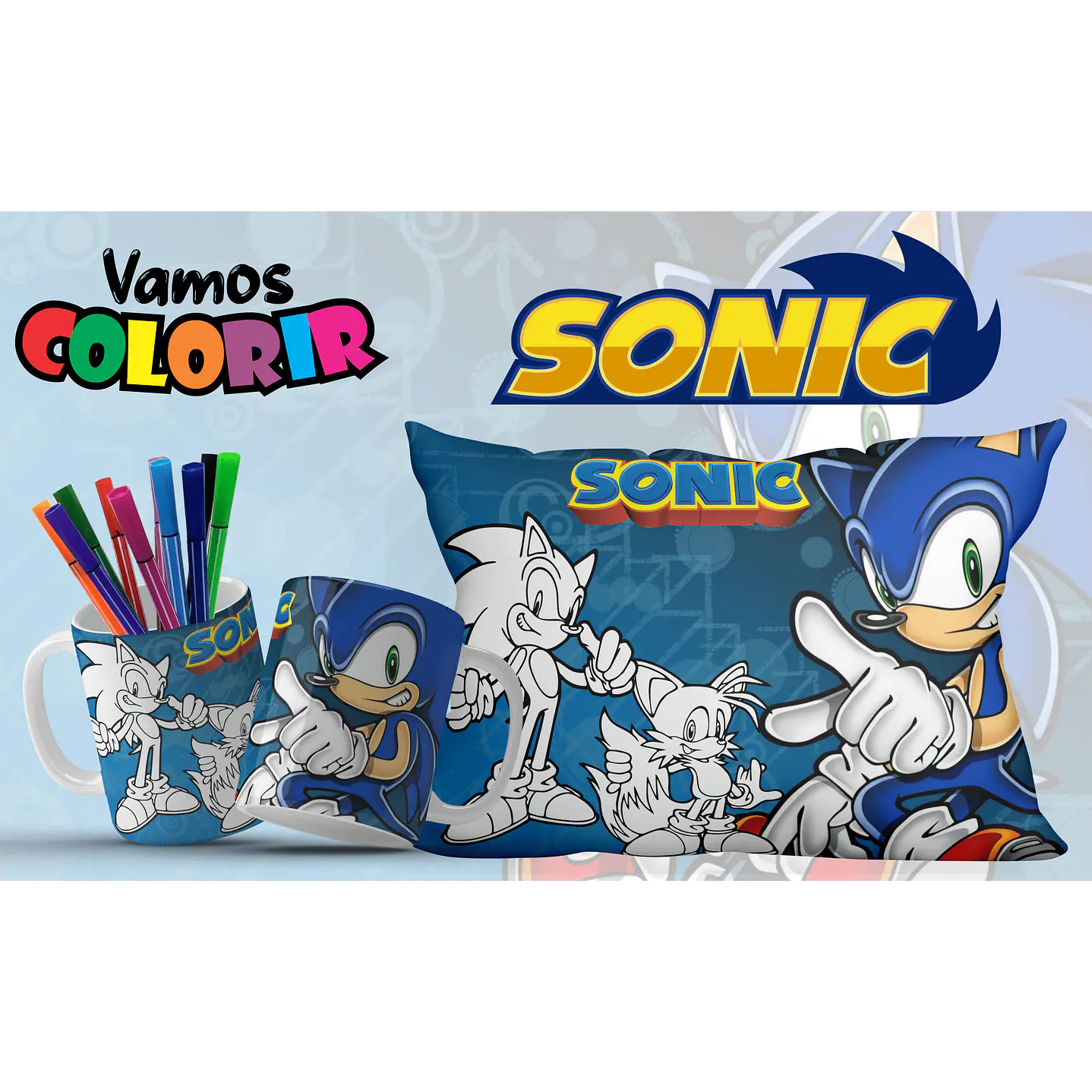 Pack Artes Digitais Canecas e Almofadas Desenhos Animados Dia das Crianças 12