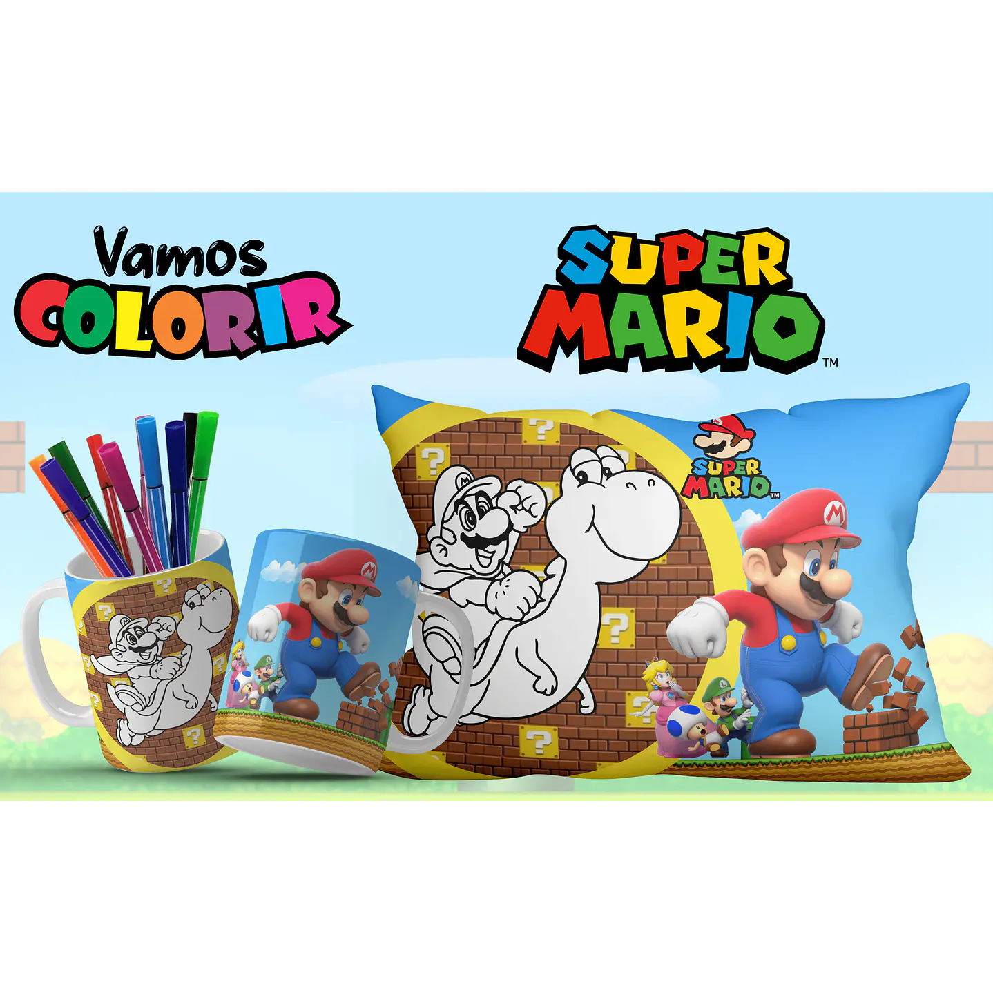Pack Artes Digitais Canecas e Almofadas Desenhos Animados Dia das Crianças 17