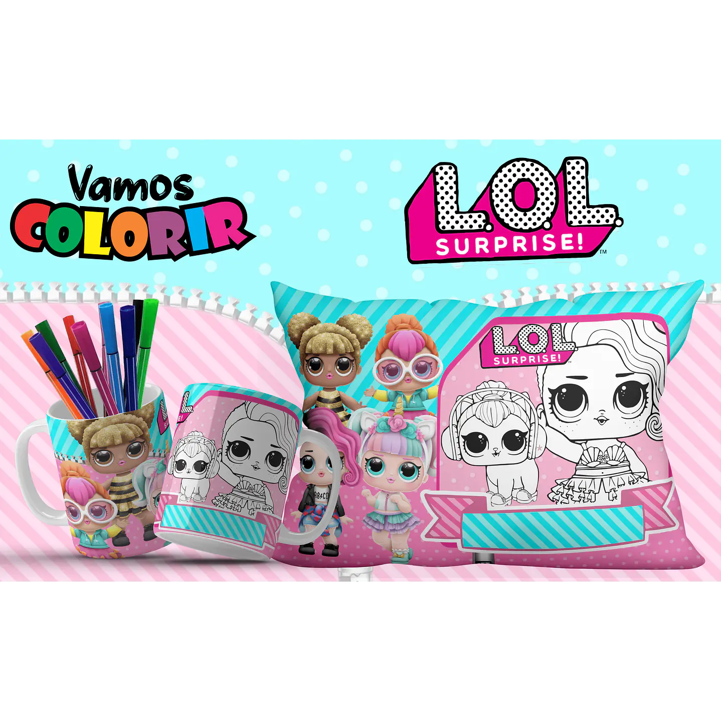 Pack Artes Digitais Canecas e Almofadas Desenhos Animados Dia das Crianças 19