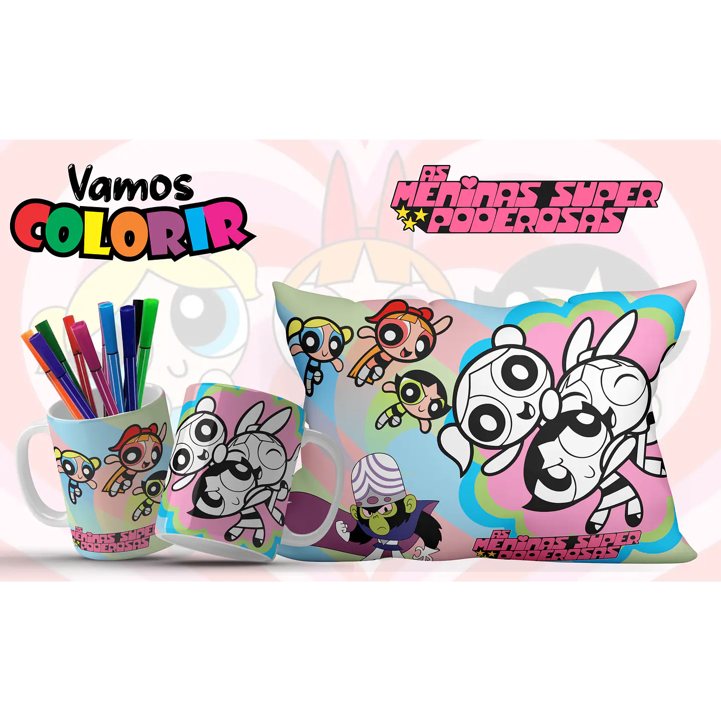 Pack Artes Digitais Canecas e Almofadas Desenhos Animados Dia das Crianças 20